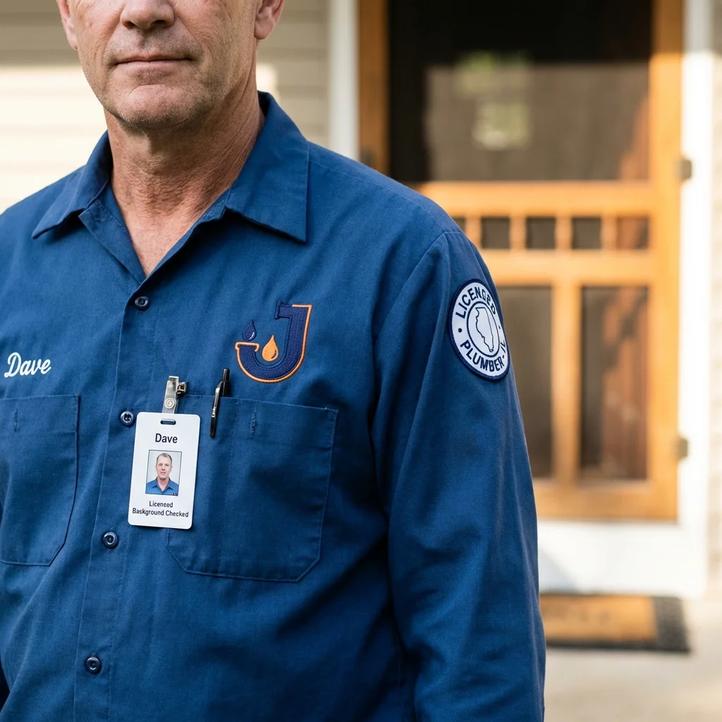 Licensed plumber showing ID badge in Republic, PA
