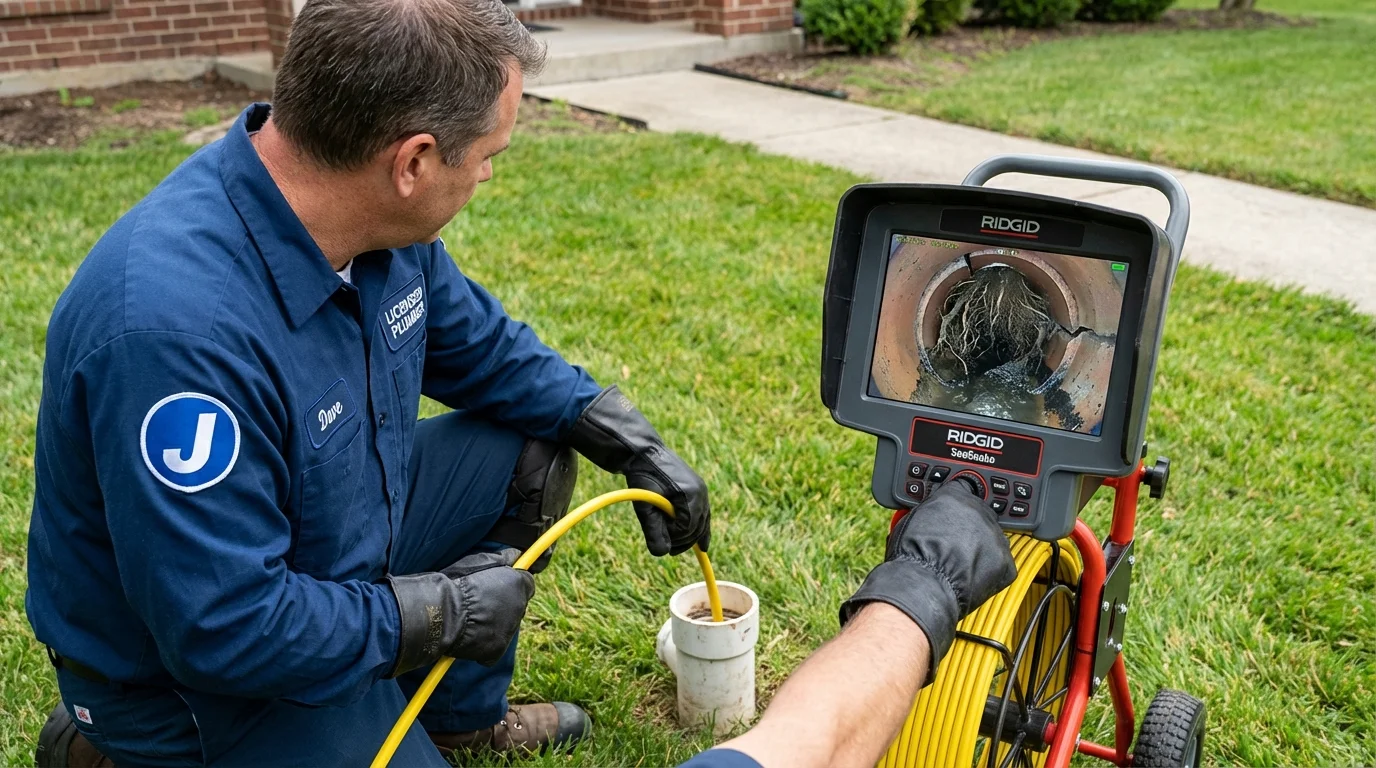 Sewer camera inspection being performed by Johns Plumbing LLC in Republic