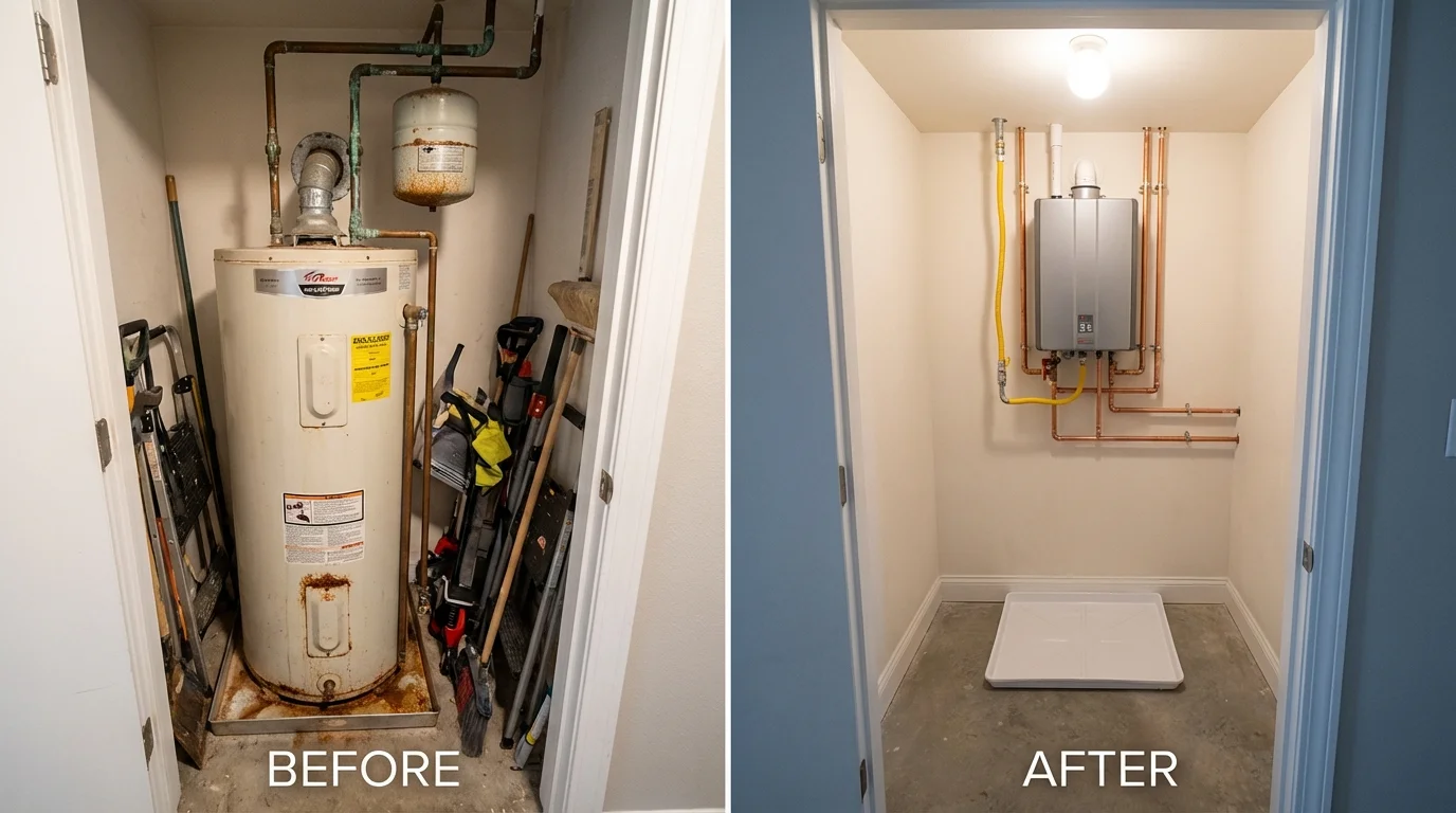 Tank water heater versus wall-mounted tankless unit comparison for Republic, PA homeowners